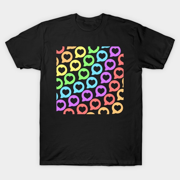 Rainbow Heart Speech Bubbles T-Shirt by leashonlife